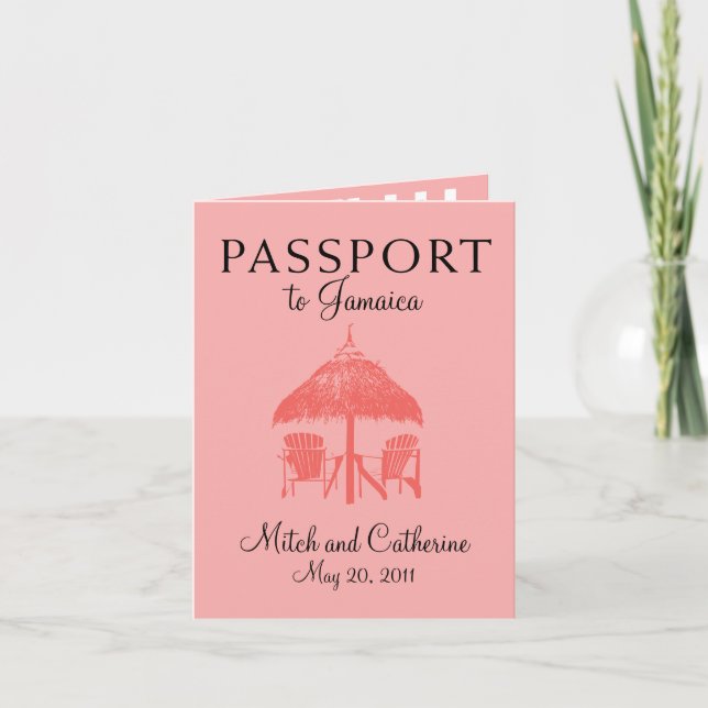 Ocho Rios Jamaica Passport Wedding Invitation (Front)