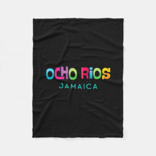 Ocho Rios Jamaica Retro Tropical Design  Fleece Blanket
