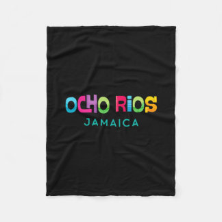 Ocho Rios Jamaica Retro Tropical Design  Fleece Blanket