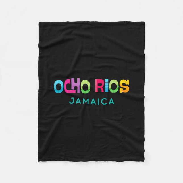 Ocho Rios Jamaica Retro Tropical Design  Fleece Blanket (Front)