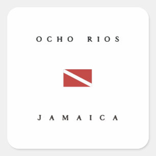 Ocho Rios Jamaica Scuba Dive Flag Square Sticker