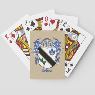 Ochoa Heraldic Shield with Mantling Playing Cards