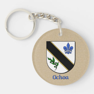 Ochoa Historical Shield with Flag of Spain Key Ring