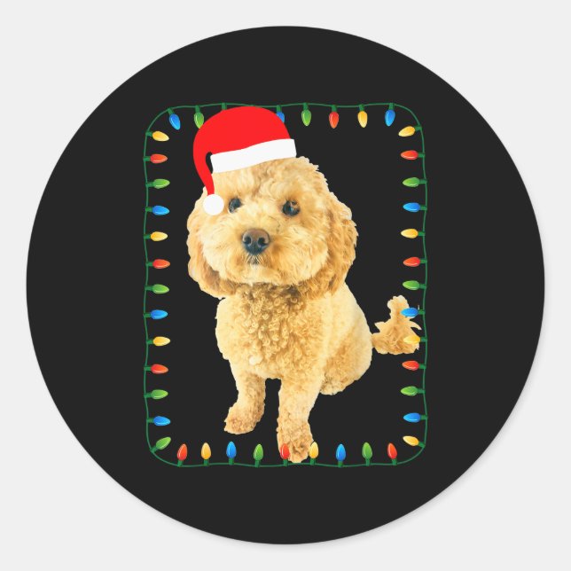 Ochon Puppy Dog Christmas Party Bicho Bichon Odle  Classic Round Sticker (Front)