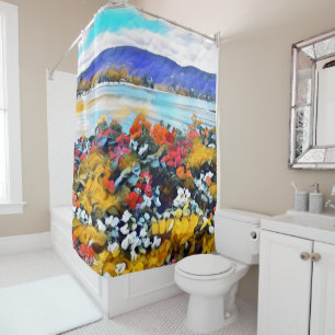 Ochos Rios Neon Pop Art Floral Shower Curtain