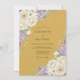 Ochre Amethyst Bloom Wedding Invitation