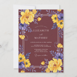 Ochre Amethyst Foliage Eucalyptus Wedding Invitation