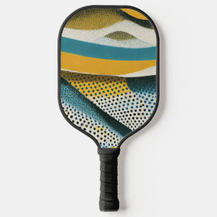 Ochre and blue forms with textures pickleball paddle