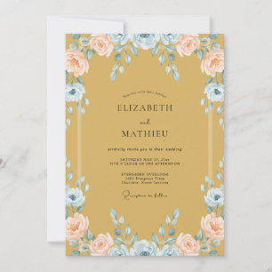 Ochre Apricot Petal Wedding Invitation