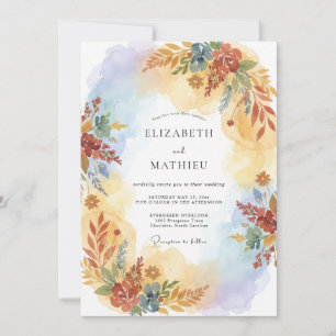 Ochre Autumn Floral Flourish Wedding Invitation