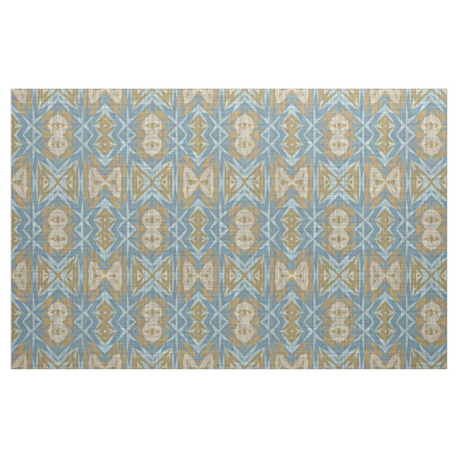 Ochre Beige Teal Blue Eclectic Ethnic Look Fabric (Fat Quarter)