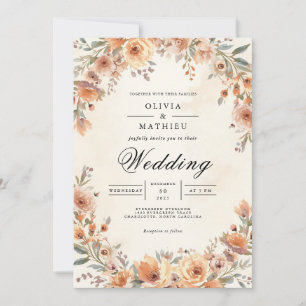 Ochre Bloom Flourish Wedding Invitation