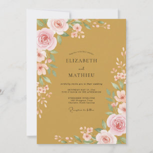 Ochre Blush Rose Wedding Invitation