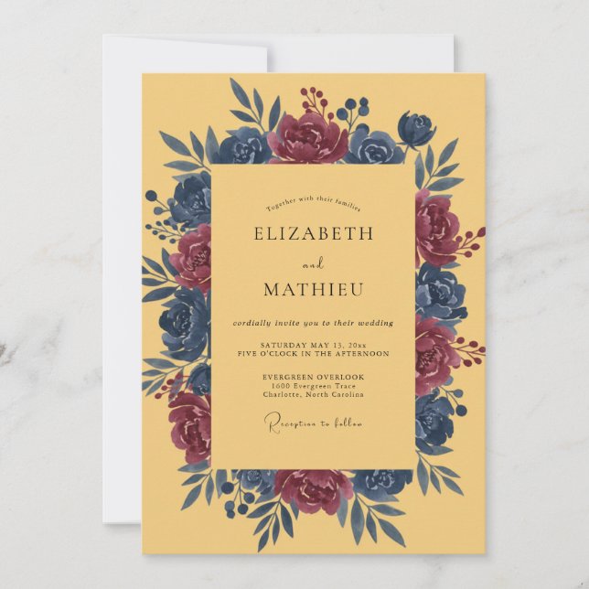 Ochre Bold Autumnal Wedding Invitation (Front)