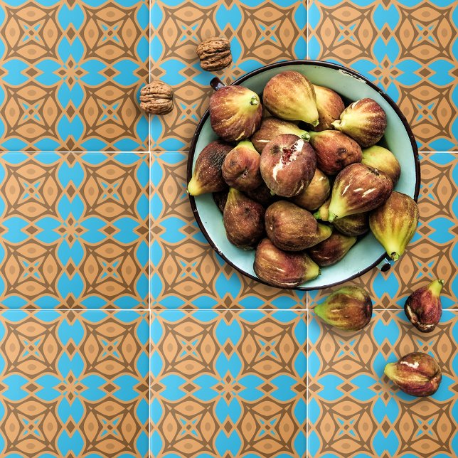 Ochre Brown and Turquoise Ethnic Bohemian Pattern Tile (Creator Uploaded)