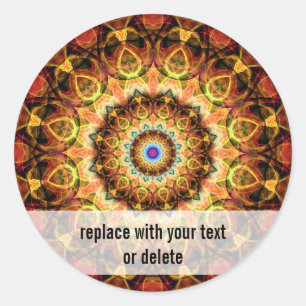 Ochre Burned Glass kaleidoscope Classic Round Sticker