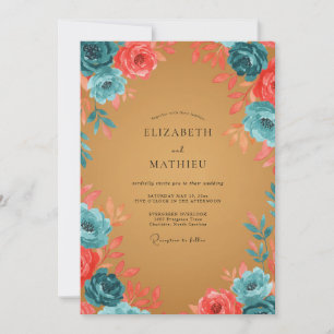Ochre Coral Petal Wedding Invitation
