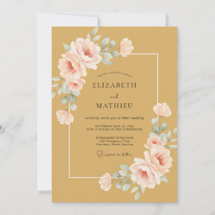 Ochre Delicate Floral Romance Wedding Invitation
