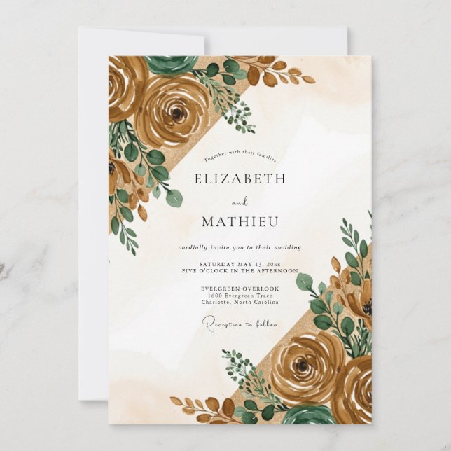 Ochre Earthy Autumnal Wedding Invitation (Front)