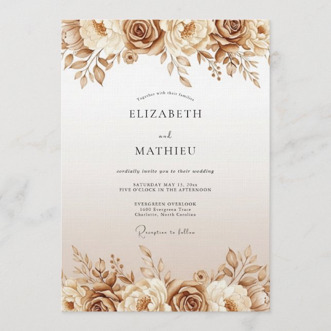 Ochre Ethereal Bloom Wedding Invitation (Front)