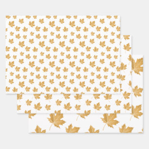 Ochre Fall Autumn Leaves. Wrapping Paper Sheets