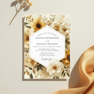Ochre Floral Autumn Romance Wedding Invitation