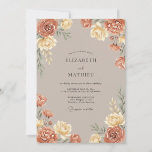 Ochre Floral Romance Wedding Invitation