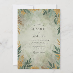 Ochre Gold Branch Eucalyptus Wedding Invitation