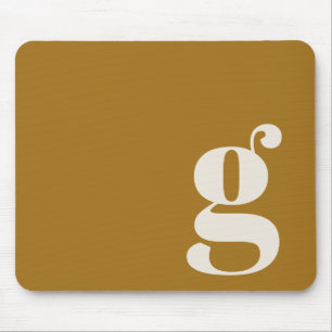 Ochre Gold Minimal Retro Monogram Initial Custom Mouse Mat
