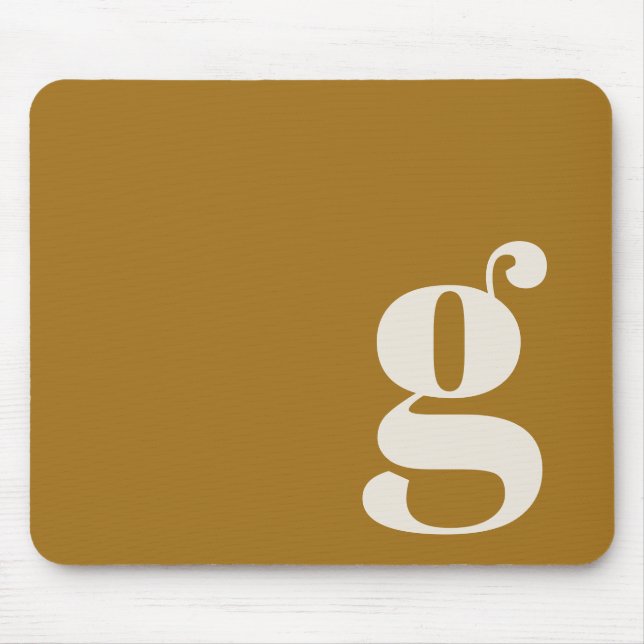 Ochre Gold Minimal Retro Monogram Initial Custom Mouse Mat (Front)