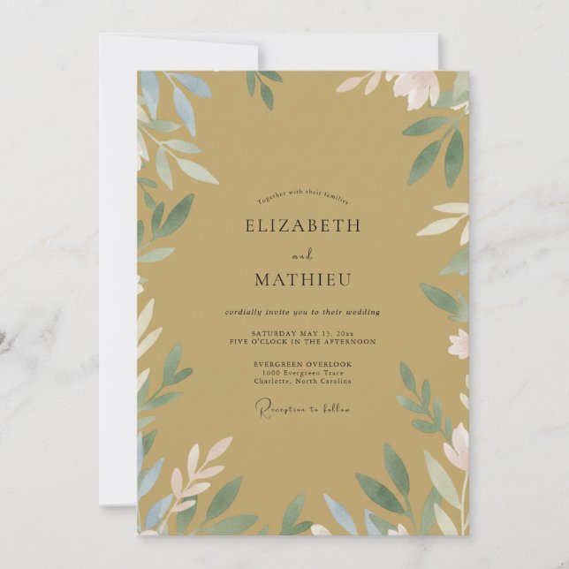 Ochre Golden Vine Wedding Invitation (Front)