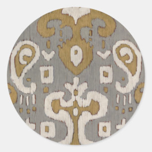 Ochre Ikat I Classic Round Sticker