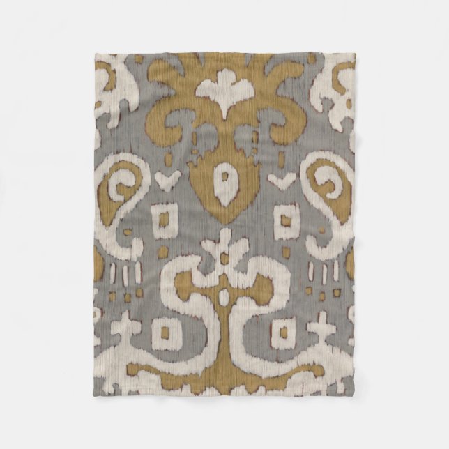 Ochre Ikat I Fleece Blanket (Front)