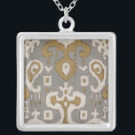 Ochre Ikat I Silver Plated Necklace<br><div class="desc">Patterns</div>