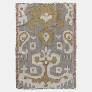 Ochre Ikat I Throw Blanket
