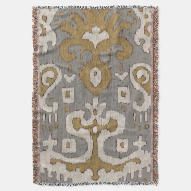 Ochre Ikat I Throw Blanket (Front Vertical)