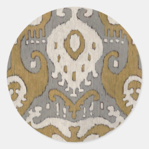 Ochre Ikat II Classic Round Sticker