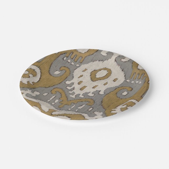 Ochre Ikat II Paper Plate (Angled)