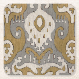 Ochre Ikat II Square Paper Coaster