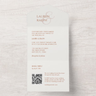 Ochre Ivory Monogram QR All in One Wedding Invite