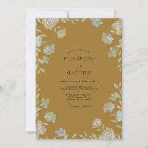 Ochre Ivory Wildflower Wedding Invitation