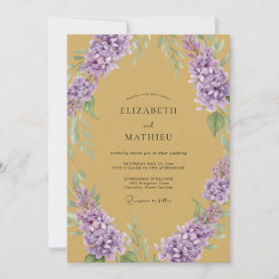 Ochre Lilac Foliage Eucalyptus Wedding Invitation