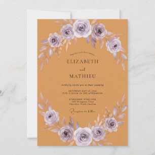 Ochre Lilac Petal Wedding Invitation