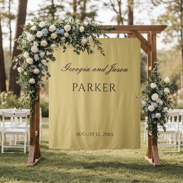 Ochre modern elegant wedding backdrop  tapestry (Creator Uploaded)