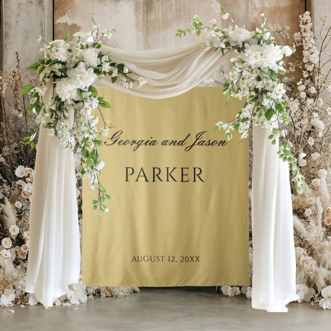 Ochre modern elegant wedding backdrop  tapestry (Creator Uploaded)