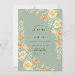 Ochre Moss Leafy Wedding Invitation
