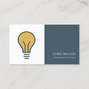 OCHRE NAVY GREY ELECTIC BULB ELECTRICIAN ELECTRIC BUSINESS CARD