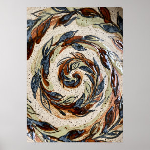 Ochre Olive Leaf Pattern Poster