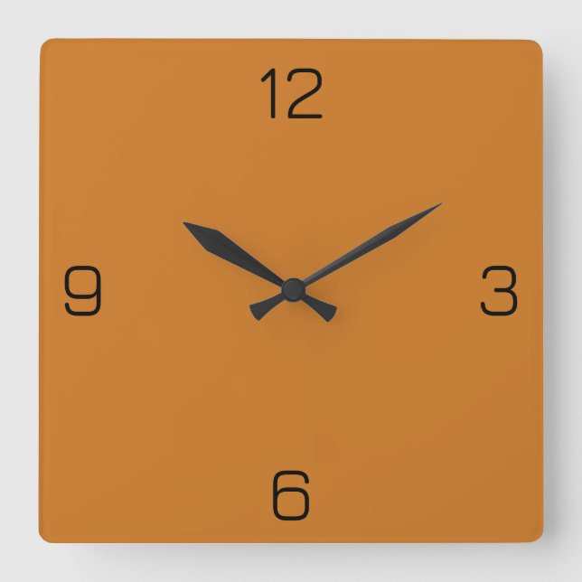 Ochre Orange CC7722 Colour - Add Your Name Option Square Wall Clock (Front)