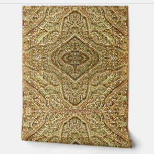 Ochre Organic abstract pattern vinyl wallpaper
